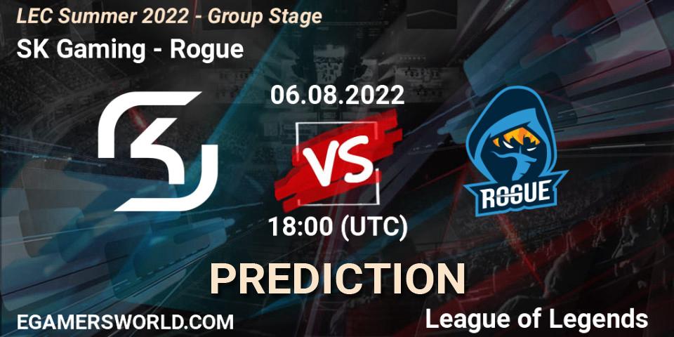 Pronóstico SK Gaming - Rogue. 06.08.22, LoL, LEC Summer 2022 - Group Stage