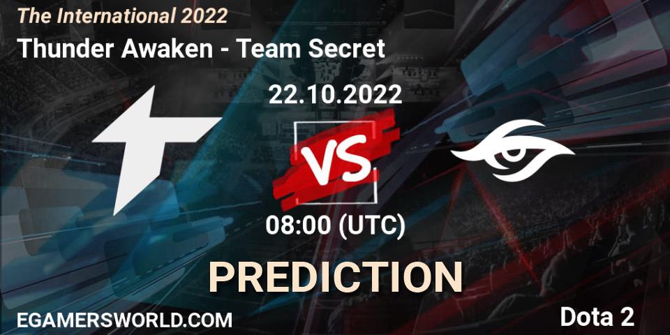 Pronóstico Thunder Awaken - Team Secret. 22.10.2022 at 09:30, Dota 2, The International 2022