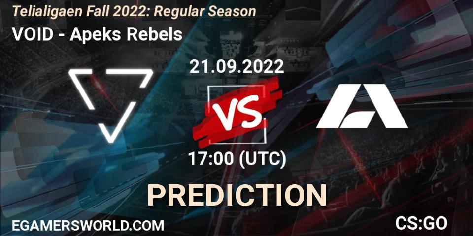 Pronóstico VOID - Apeks Rebels. 21.09.2022 at 17:00, Counter-Strike (CS2), Telialigaen Fall 2022: Regular Season