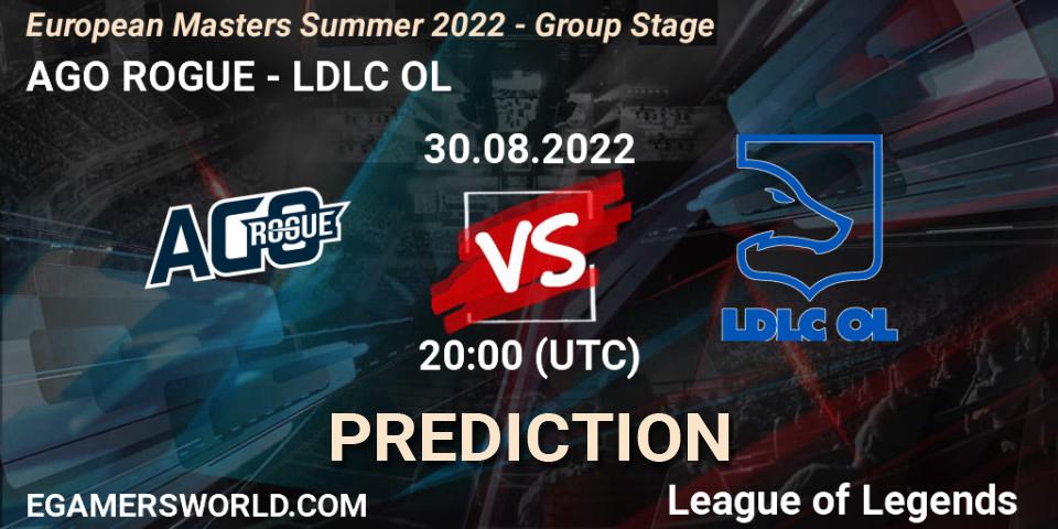 Pronóstico AGO ROGUE - LDLC OL. 30.08.2022 at 20:00, LoL, European Masters Summer 2022 - Group Stage