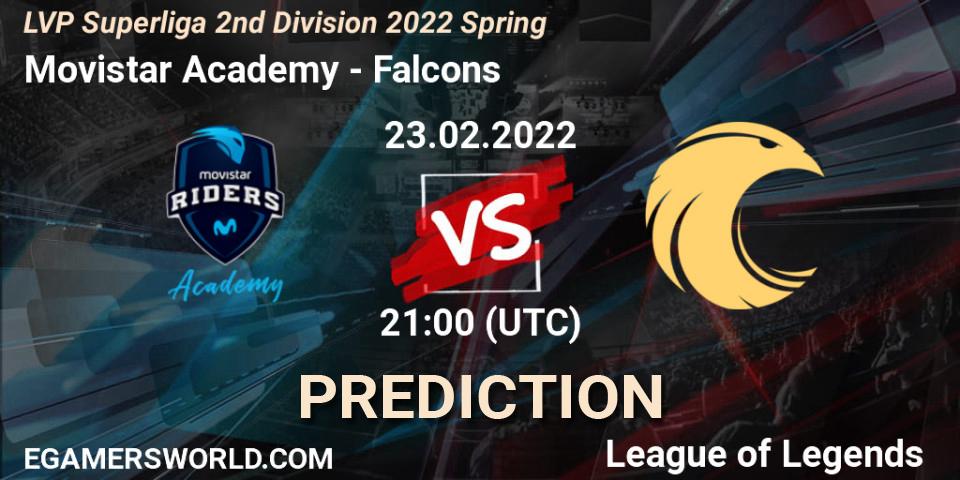 Pronóstico Movistar Academy - Falcons. 23.02.2022 at 17:00, LoL, LVP Superliga 2nd Division 2022 Spring
