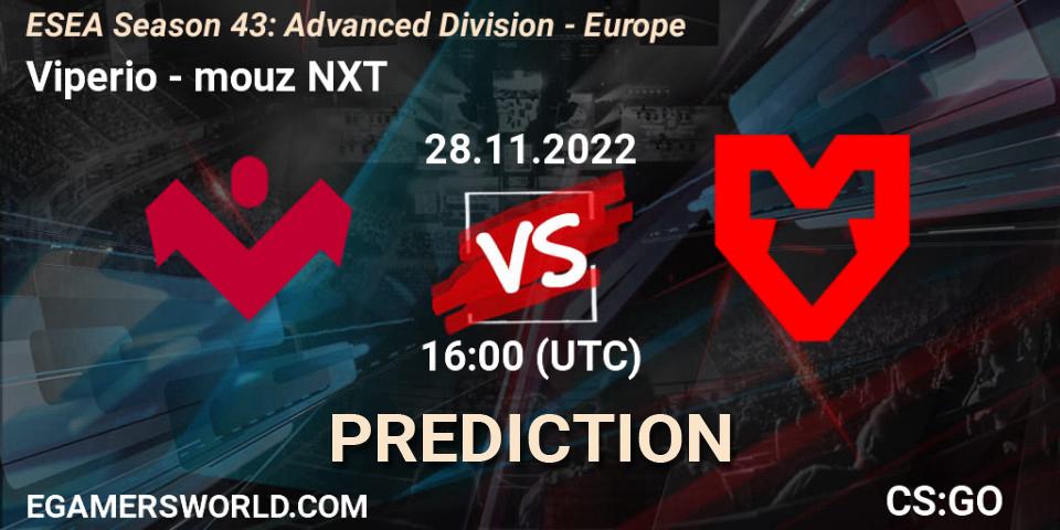 Pronóstico Viperio - mouz NXT. 28.11.22, CS2 (CS:GO), ESEA Season 43: Advanced Division - Europe
