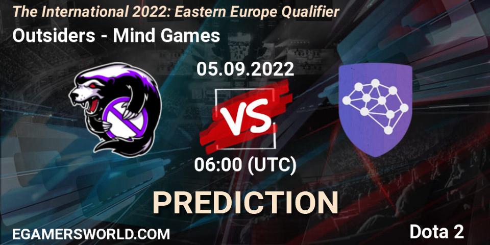 Pronóstico Outsiders - Mind Games. 05.09.22, Dota 2, The International 2022: Eastern Europe Qualifier