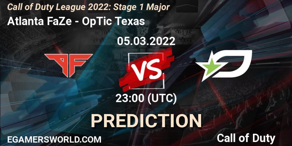 Pronóstico Atlanta FaZe - OpTic Texas. 05.03.2022 at 23:00, Call of Duty, Call of Duty League 2022: Stage 1 Major