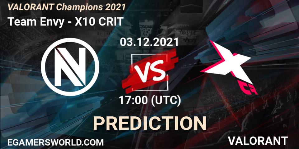Pronóstico Team Envy - X10 CRIT. 03.12.2021 at 21:30, VALORANT, VALORANT Champions 2021
