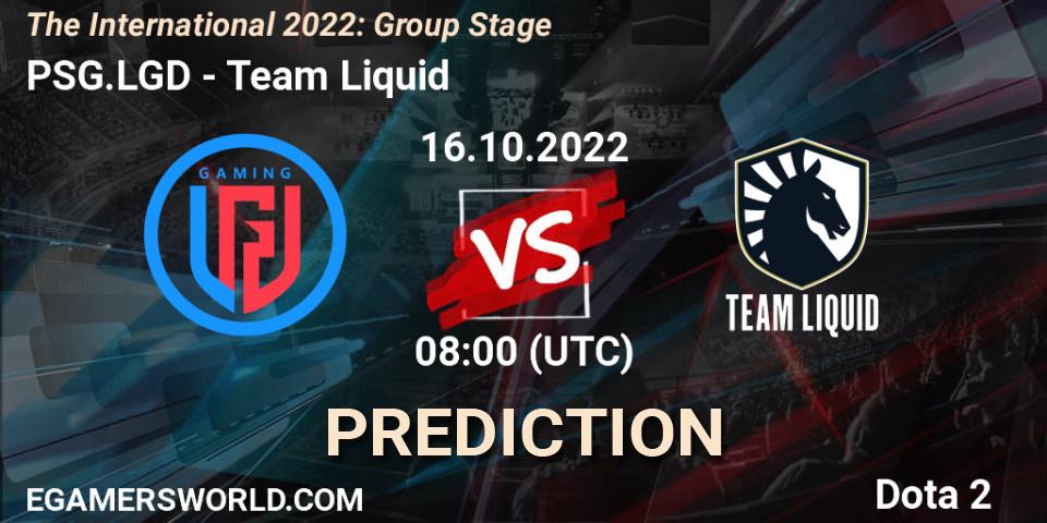 Pronóstico PSG.LGD - Team Liquid. 16.10.22, Dota 2, The International 2022: Group Stage