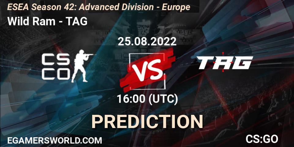 Pronóstico Wild Ram - TAG. 25.08.2022 at 16:00, Counter-Strike (CS2), ESEA Season 42: Advanced Division - Europe