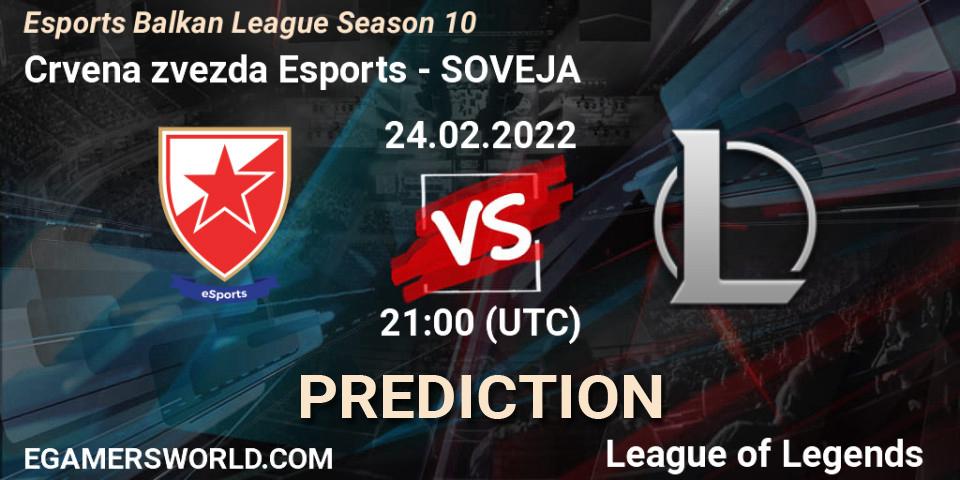 Pronóstico Crvena zvezda Esports - SOVEJA. 24.02.2022 at 21:00, LoL, Esports Balkan League Season 10
