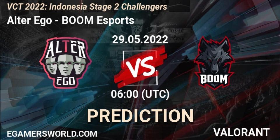 Pronóstico Alter Ego - BOOM Esports. 29.05.2022 at 06:00, VALORANT, VCT 2022: Indonesia Stage 2 Challengers