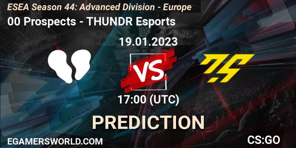 Pronóstico 00 Prospects - THUNDR Esports. 19.01.2023 at 17:00, Counter-Strike (CS2), ESEA Season 44: Advanced Division - Europe