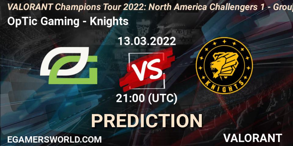 Pronóstico OpTic Gaming - Knights. 13.03.2022 at 23:00, VALORANT, VCT 2022: North America Challengers 1 - Group Stage