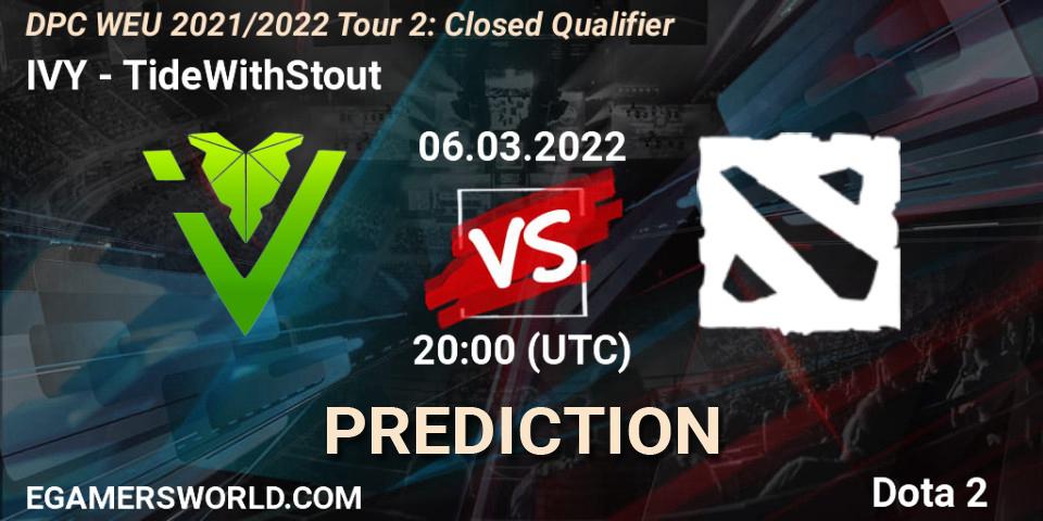 Pronóstico IVY - TideWithStout. 06.03.2022 at 20:00, Dota 2, DPC WEU 2021/2022 Tour 2: Closed Qualifier