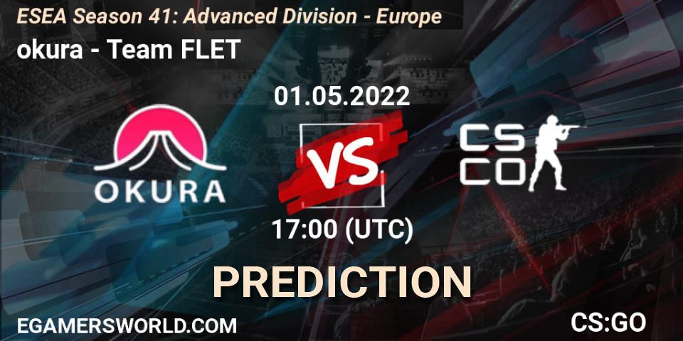 Pronóstico okura - Team FLET. 01.05.2022 at 17:00, Counter-Strike (CS2), ESEA Season 41: Advanced Division - Europe