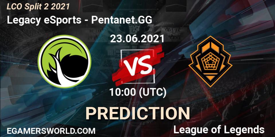 Pronóstico Legacy eSports - Pentanet.GG. 23.06.21, LoL, LCO Split 2 2021