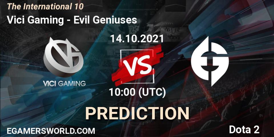 Pronóstico Vici Gaming - Evil Geniuses. 14.10.2021 at 10:39, Dota 2, The Internationa 2021
