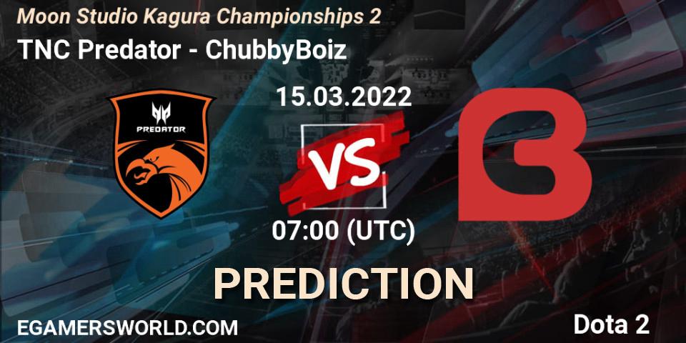 Pronóstico TNC Predator - ChubbyBoiz. 15.03.2022 at 06:07, Dota 2, Moon Studio Kagura Championships 2