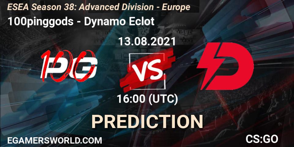 Pronóstico 100pinggods - Dynamo Eclot. 13.08.2021 at 16:00, Counter-Strike (CS2), ESEA Season 38: Advanced Division - Europe