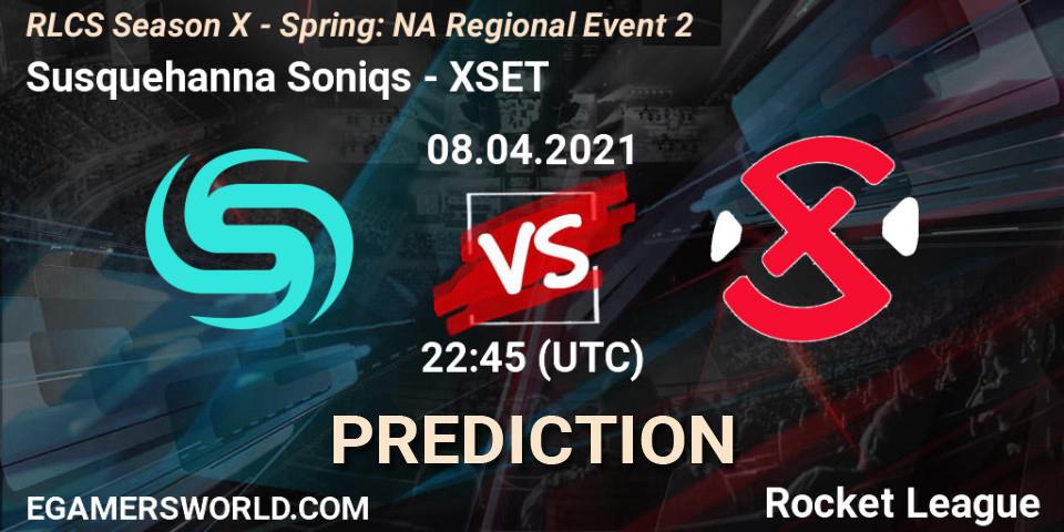 Pronóstico Susquehanna Soniqs - XSET. 08.04.2021 at 22:45, Rocket League, RLCS Season X - Spring: NA Regional Event 2