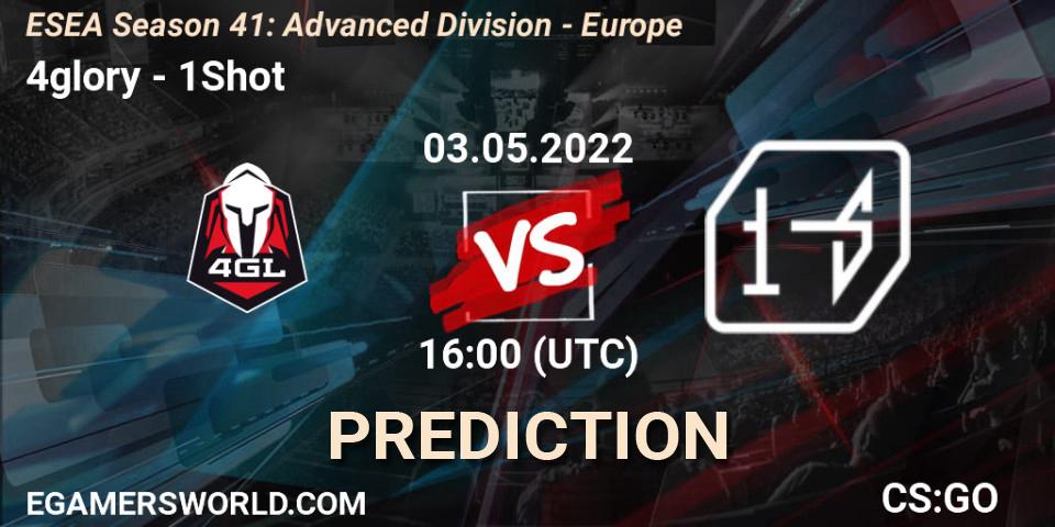 Pronóstico 4glory - 1Shot. 04.05.2022 at 17:00, Counter-Strike (CS2), ESEA Season 41: Advanced Division - Europe