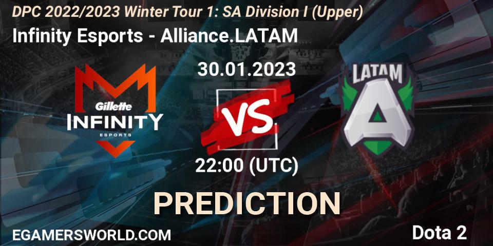 Pronóstico Infinity Esports - Alliance.LATAM. 30.01.23, Dota 2, DPC 2022/2023 Winter Tour 1: SA Division I (Upper) 