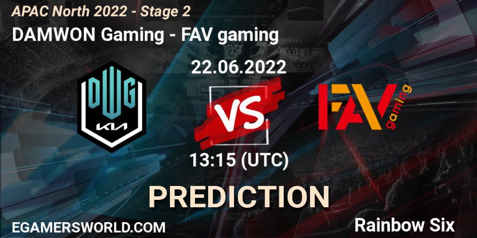 Pronóstico DAMWON Gaming - FAV gaming. 22.06.2022 at 13:15, Rainbow Six, APAC North 2022 - Stage 2
