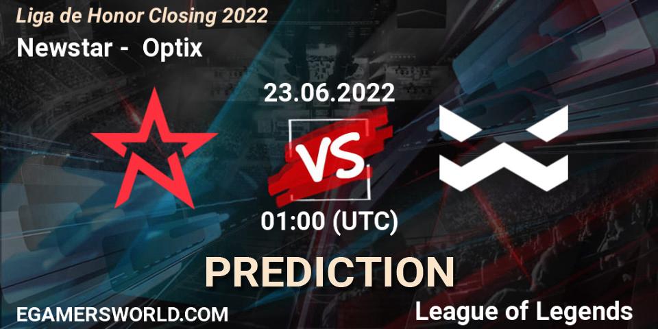 Pronóstico Newstar - Optix. 23.06.2022 at 01:00, LoL, Liga de Honor Closing 2022