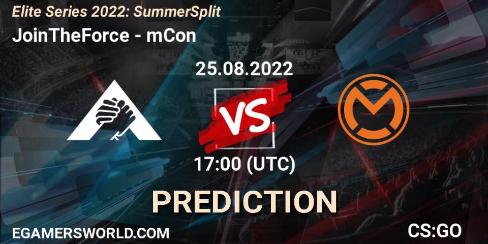 Pronóstico JoinTheForce - mCon. 25.08.2022 at 17:00, Counter-Strike (CS2), Elite Series 2022: Summer Split