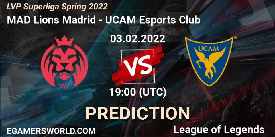 Pronóstico MAD Lions Madrid - UCAM Esports Club. 03.02.2022 at 19:00, LoL, LVP Superliga Spring 2022