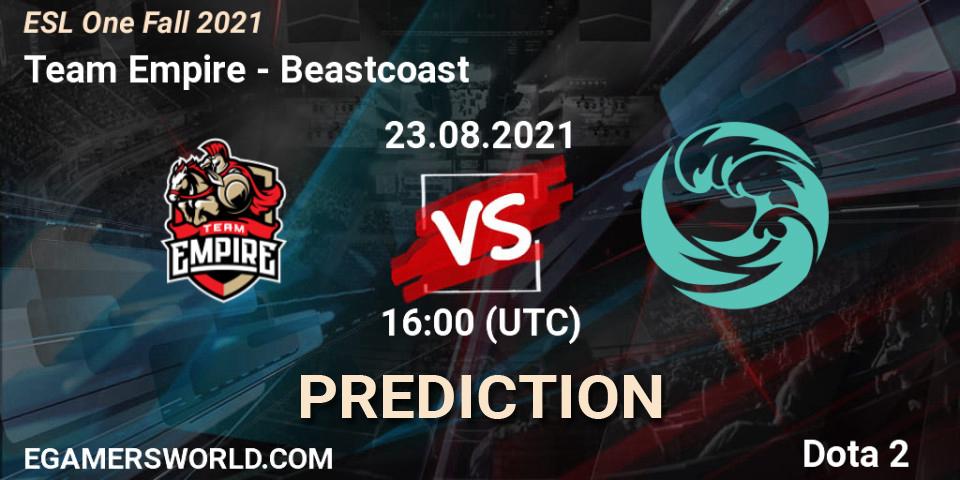 Pronóstico Team Empire - Beastcoast. 24.08.2021 at 16:00, Dota 2, ESL One Fall 2021