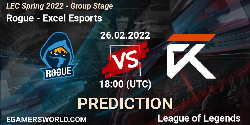 Pronóstico Rogue - Excel Esports. 26.02.22, LoL, LEC Spring 2022 - Group Stage