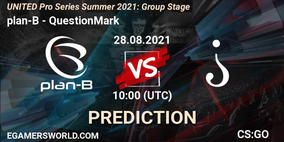 Pronóstico plan-B - QuestionMark. 28.08.2021 at 10:00, Counter-Strike (CS2), UNITED Pro Series Summer 2021: Group Stage