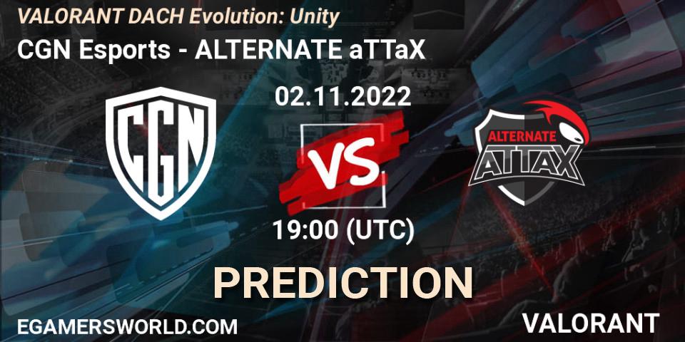 Pronóstico CGN Esports - ALTERNATE aTTaX. 02.11.2022 at 20:15, VALORANT, VALORANT DACH Evolution: Unity