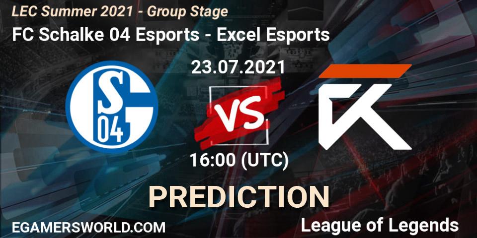 Pronóstico FC Schalke 04 Esports - Excel Esports. 23.07.2021 at 16:00, LoL, LEC Summer 2021 - Group Stage