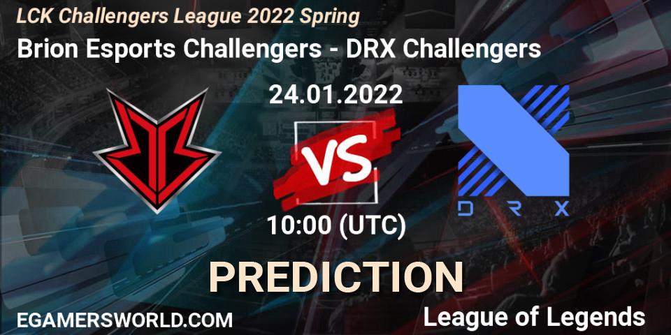 Pronóstico Brion Esports Challengers - DRX Challengers. 24.01.2022 at 10:00, LoL, LCK Challengers League 2022 Spring