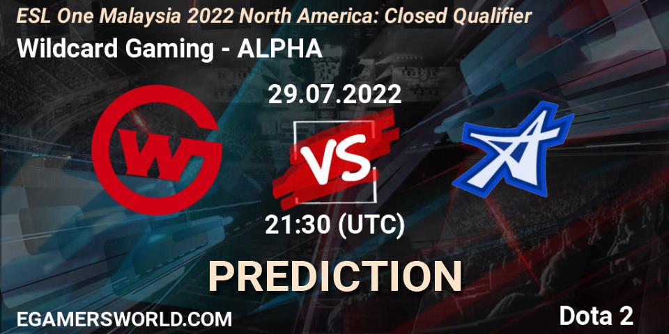 Pronóstico Wildcard Gaming - ALPHA. 29.07.2022 at 21:34, Dota 2, ESL One Malaysia 2022 North America: Closed Qualifier