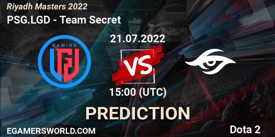 Pronóstico PSG.LGD - Team Secret. 21.07.22, Dota 2, Riyadh Masters 2022