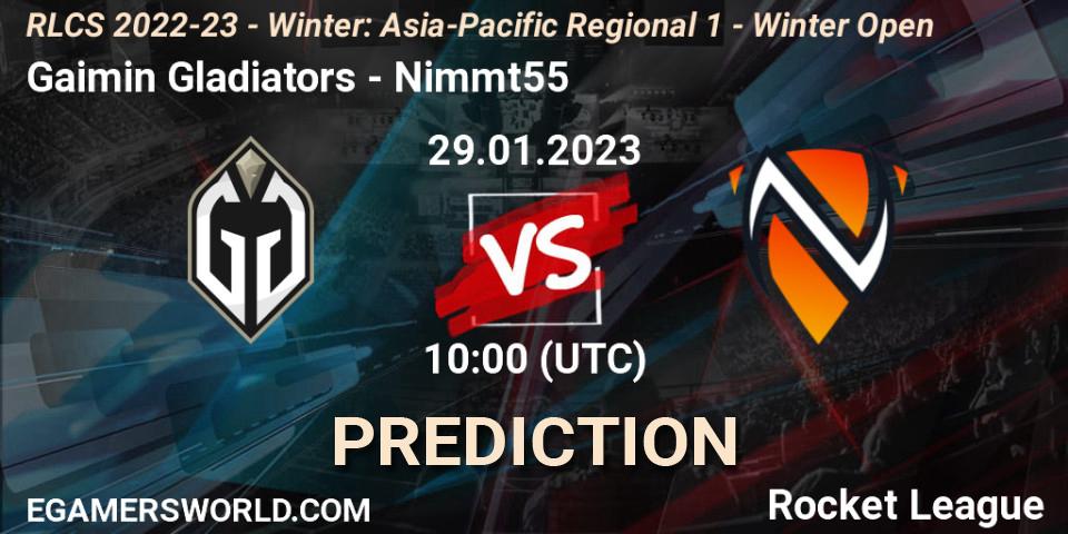Pronóstico Gaimin Gladiators - Nimmt55. 29.01.2023 at 10:00, Rocket League, RLCS 2022-23 - Winter: Asia-Pacific Regional 1 - Winter Open