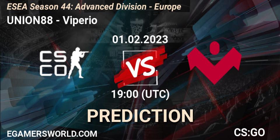 Pronóstico UNION88 - Viperio. 01.02.2023 at 19:00, Counter-Strike (CS2), ESEA Season 44: Advanced Division - Europe