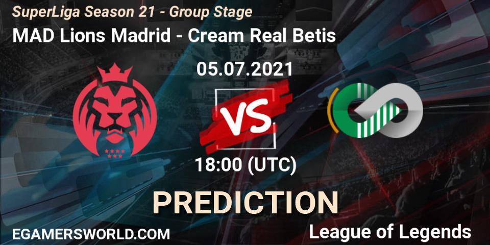 Pronóstico MAD Lions Madrid - Cream Real Betis. 05.07.2021 at 18:00, LoL, SuperLiga Season 21 - Group Stage 