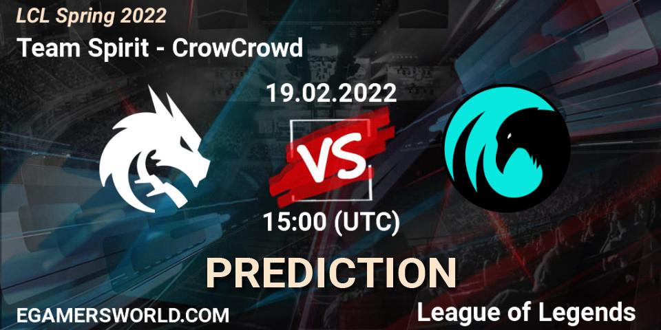 Pronóstico Team Spirit - CrowCrowd. 19.02.2022 at 15:00, LoL, LCL Spring 2022
