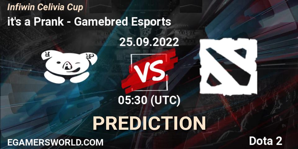 Pronóstico it's a Prank - Gamebred Esports. 22.09.2022 at 02:59, Dota 2, Infiwin Celivia Cup 