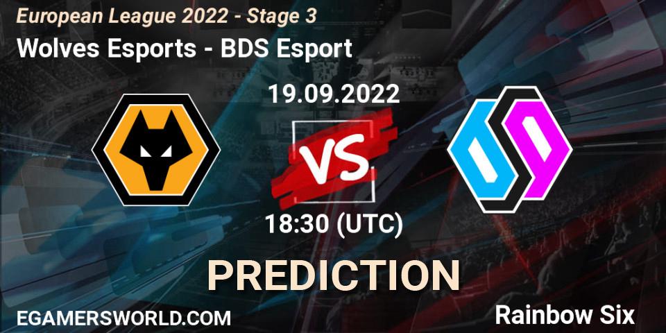 Pronóstico Wolves Esports - BDS Esport. 19.09.2022 at 18:30, Rainbow Six, European League 2022 - Stage 3