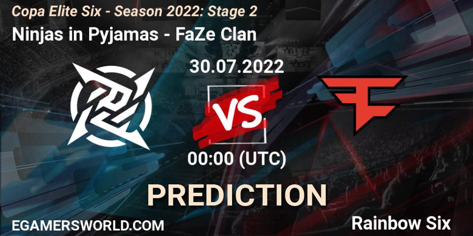 Pronóstico Ninjas in Pyjamas - FaZe Clan. 29.07.22, Rainbow Six, Copa Elite Six - Season 2022: Stage 2