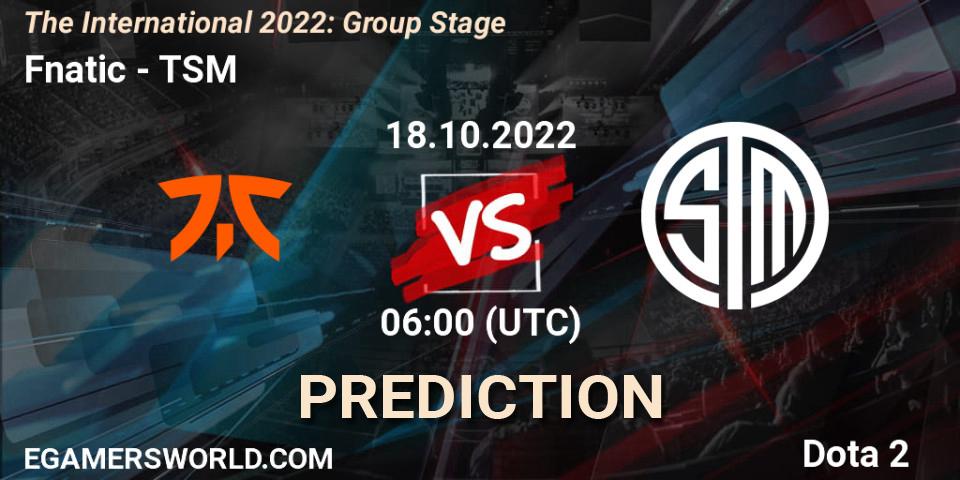 Pronóstico Fnatic - TSM. 18.10.2022 at 07:03, Dota 2, The International 2022: Group Stage