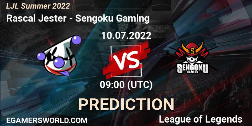 Pronóstico Rascal Jester - Sengoku Gaming. 10.07.2022 at 09:00, LoL, LJL Summer 2022