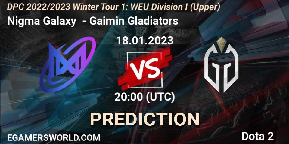 Pronóstico Nigma Galaxy - Gaimin Gladiators. 18.01.2023 at 19:56, Dota 2, DPC 2022/2023 Winter Tour 1: WEU Division I (Upper)
