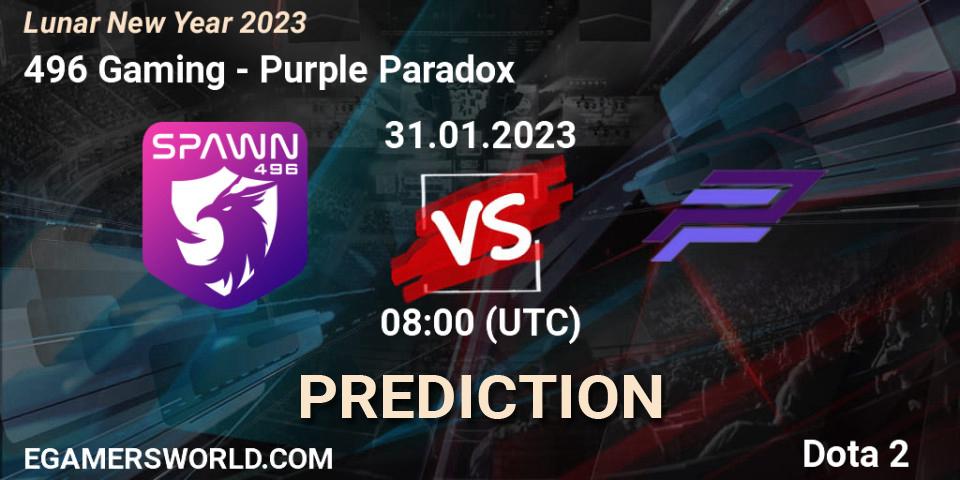 Pronóstico 496 Gaming - Purple Paradox. 31.01.23, Dota 2, Lunar New Year 2023