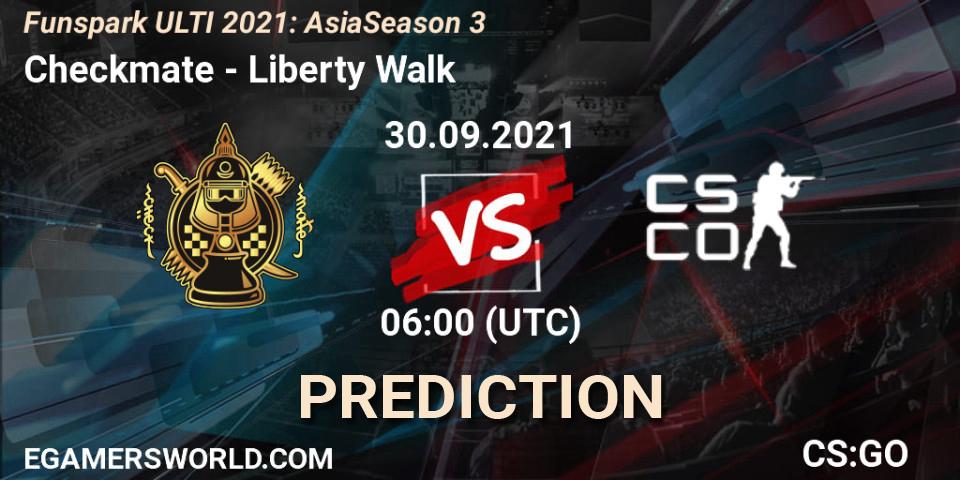 Pronóstico Checkmate - Liberty Walk. 30.09.2021 at 06:00, Counter-Strike (CS2), Funspark ULTI 2021: Asia Season 3