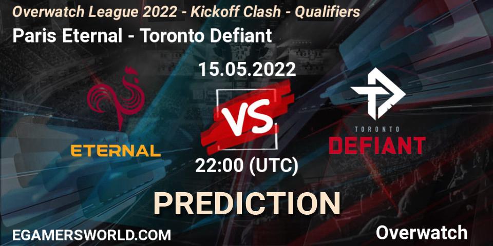 Pronóstico Paris Eternal - Toronto Defiant. 15.05.2022 at 22:30, Overwatch, Overwatch League 2022 - Kickoff Clash - Qualifiers