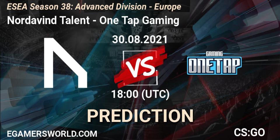 Pronóstico Nordavind Talent - One Tap Gaming. 30.08.2021 at 18:00, Counter-Strike (CS2), ESEA Season 38: Advanced Division - Europe